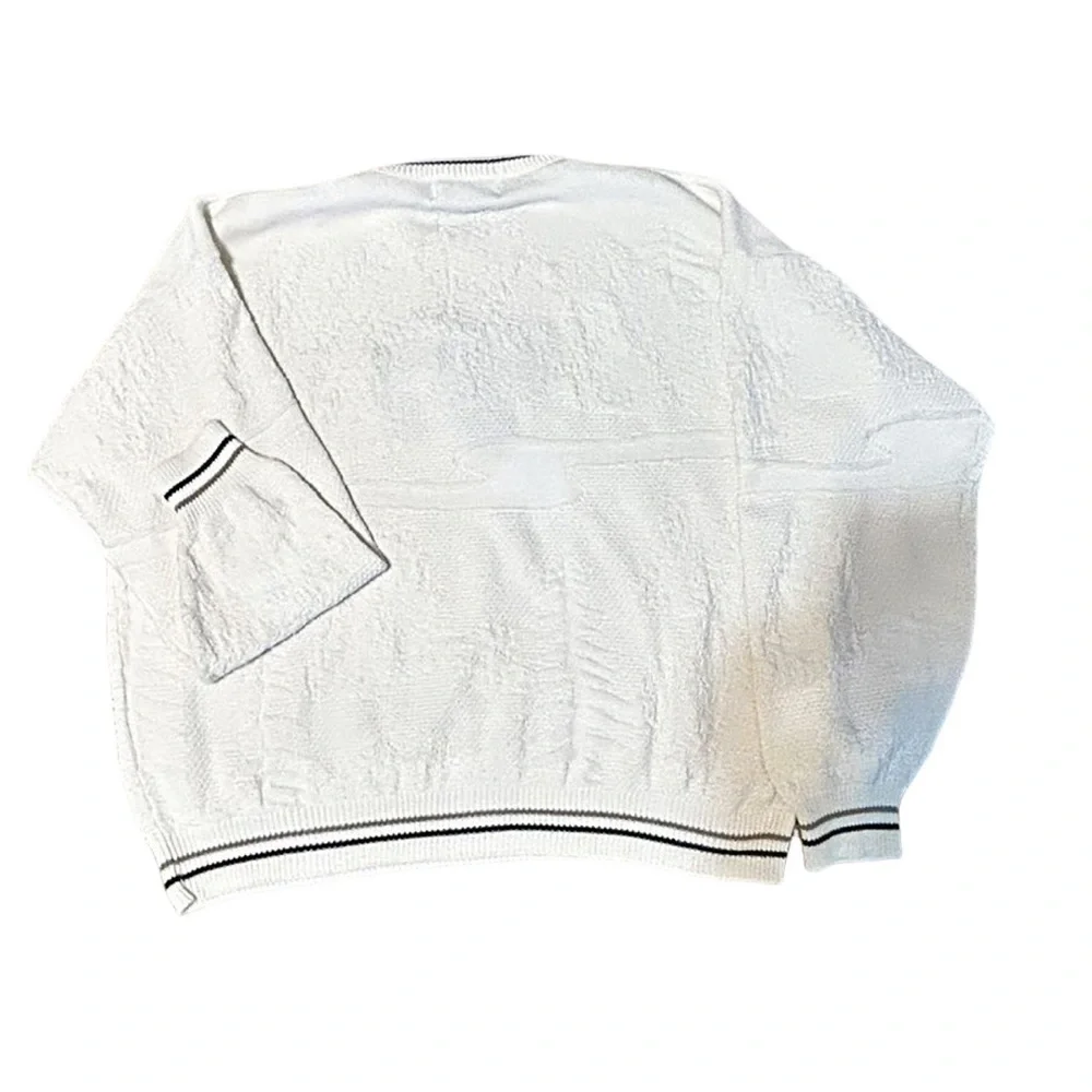 Vintage Cedar Falls XL Sweater Wolf Embroidery Cream Textured Knit Wildlife USA - Picture 5 of 6